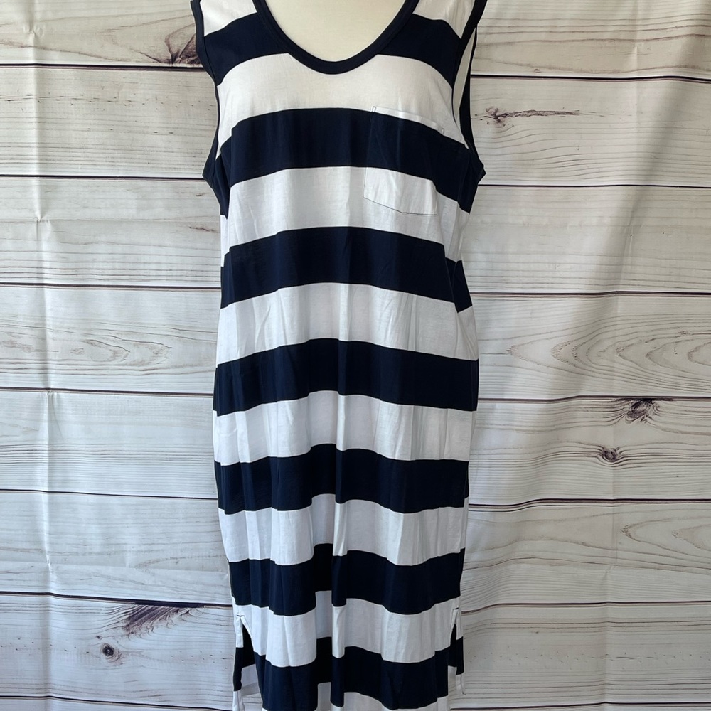 JCrew Navy/White Stripe Beach Cover-Up, Size XL